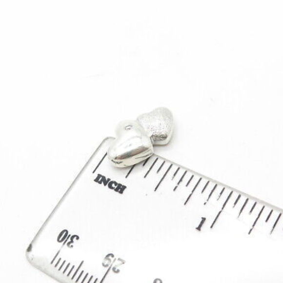 925 Sterling Silver Real Diamond Accent Heart Couple Slide Pendant - Picture 3 of 9